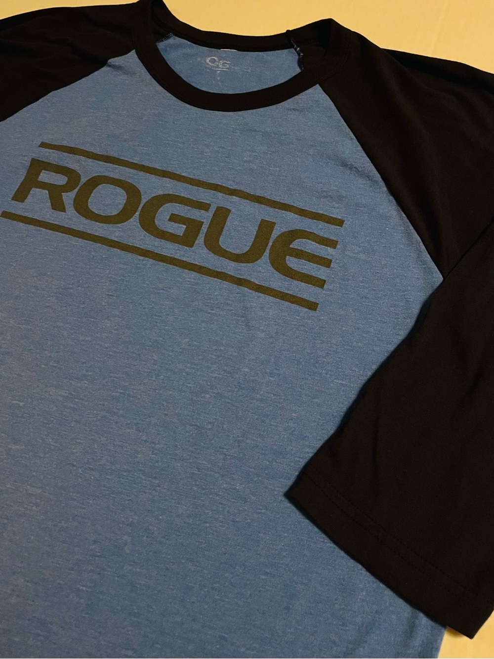 ROGUE Fitness Logo 3/4 Sleeve T-Shirt LARGE Workout Training Gym CrossFit USA